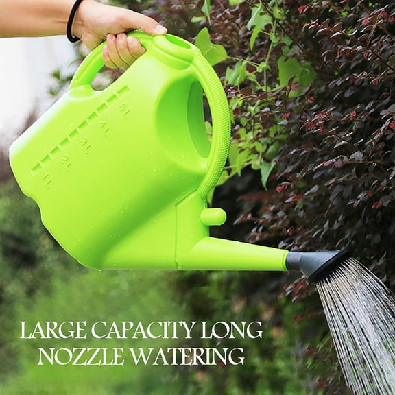 WANGJING 1PC 5L Large Capacity Watering Can - Durable ABS Plastic Long Nozzle Detachable Sprayer 20x28x35cm Green/Blue
