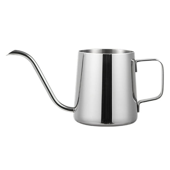 WANGJING 1PC Stainless Steel Watering Can, Small 350ml / 12oz Mini Watering Pot with Long Spout & Ergonomic Handle, Rustproof 304 Steel for Indoor Plants, Barista & Kitchen Use, Silver
