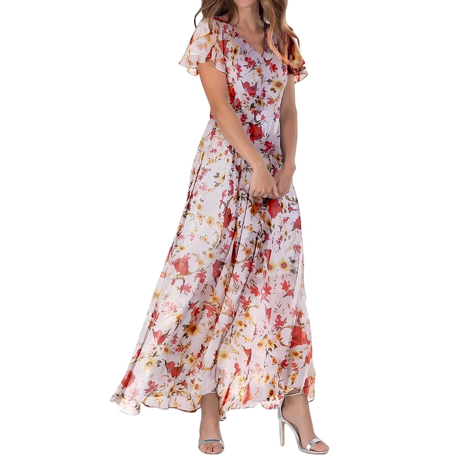 Fall Dresses For Women Short Sleeve Lezat | Dresses | Joey Maxi Dress Lime  Wave Elastic Waist Boho Dress