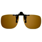 WANGLY Polarized UV400 Unisex Men And Women Flip Up Clip On Sunglasses, Fit Over Prescription And Reading Glasses Frames, Medium Size, Brown Lens