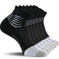 thumbnail image 1 of WANGQ Compression Ankle Support Running Socks Women Wicking 3 Pairs Quarter Athletic Cushioned Plantar Fasciitis Socks, 1 of 8