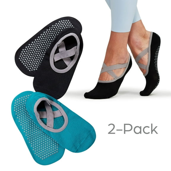 WANGRUNQIANG Yoga Barre Socks, 2 Pack, Multicolor, one size fits most.