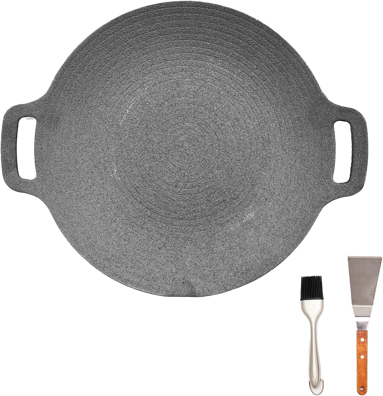 WANGYUANJI Korean Style Grill Pan,11" Non Stick BBQ Grill Pan,Cast Iron