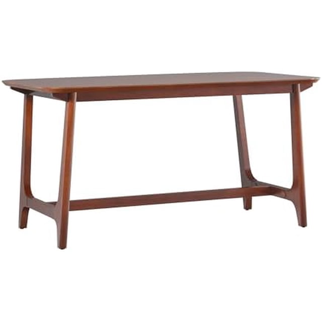 WANGYUKAI Mid-Century Modern Solid Wood Trestle Base Dining Table, 60 Inch, Walnut Veneer ...