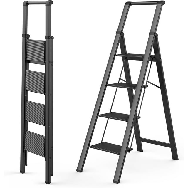 WANHUI Step Ladder 4 Step Folding with Wide and AntiSlip Pedal