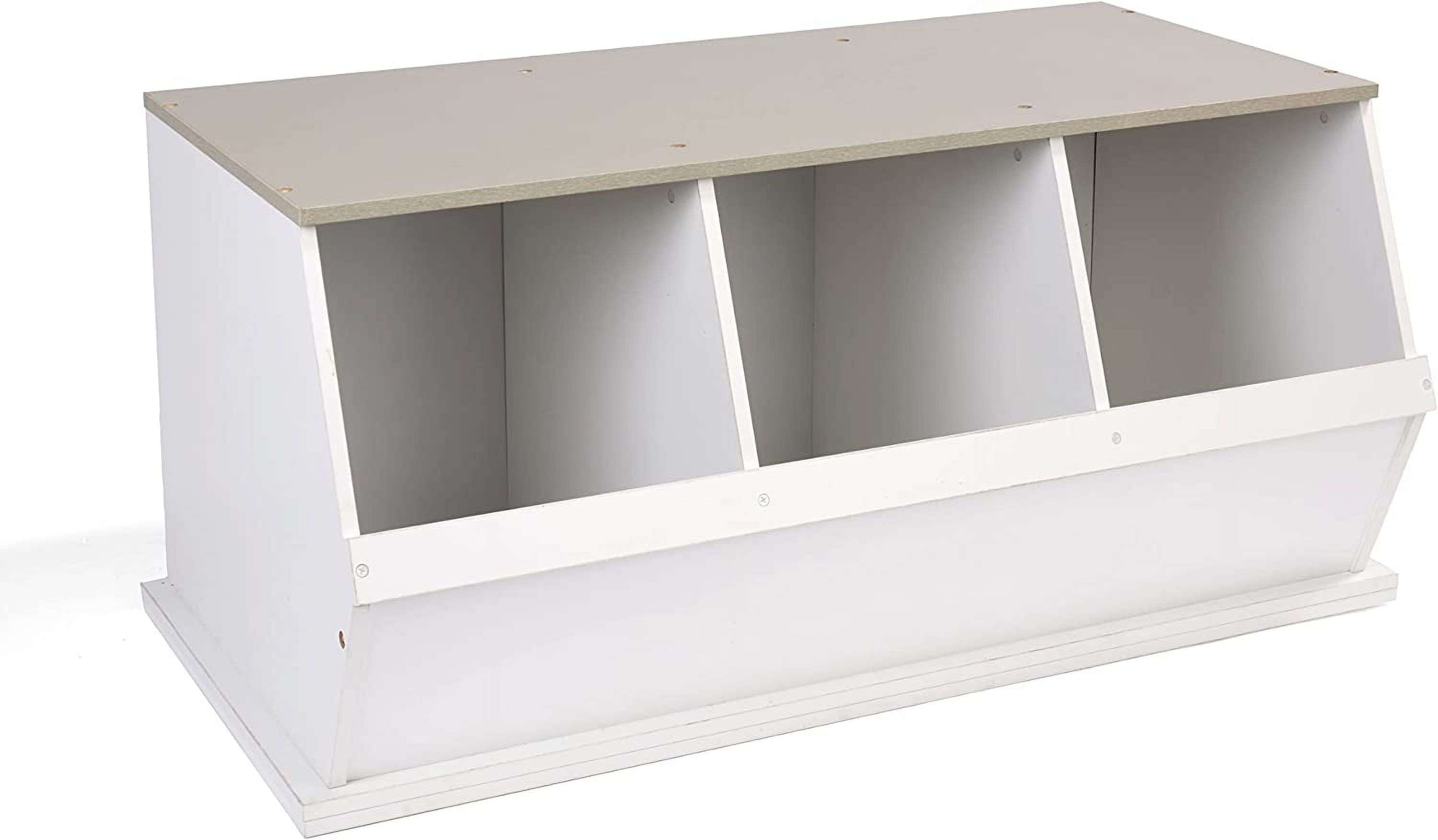 WANHUI Three Bin Stackable Toy Storage Cubby Organizer White/Gray