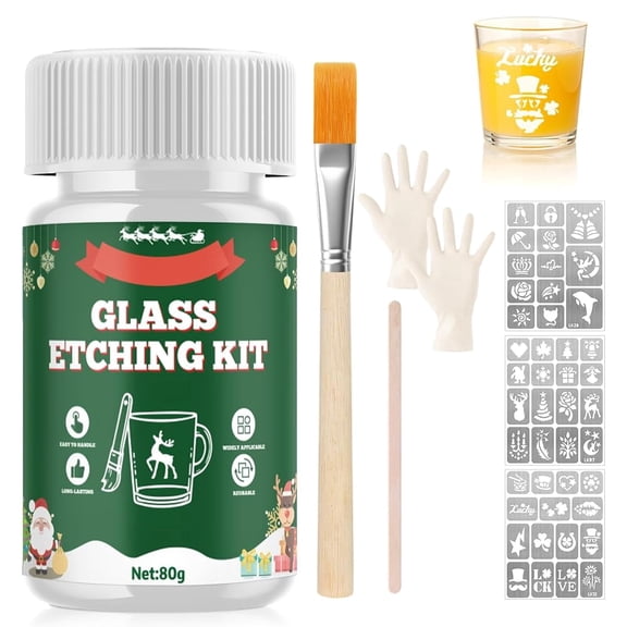 WANJAO Glass Etching Cream, Etching Cream for Glass, Durable and Long-Lasting, With Creative Etching to Create a Matte Glass Effect, 80g