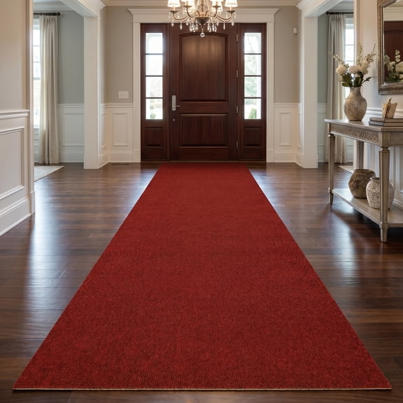 WANLISEL 3' x 10' Commercial Carpet, Non Slip Entrance Mat with Rubber Backing, Indoor Outdoor Runner Rug for Home, Dark Red