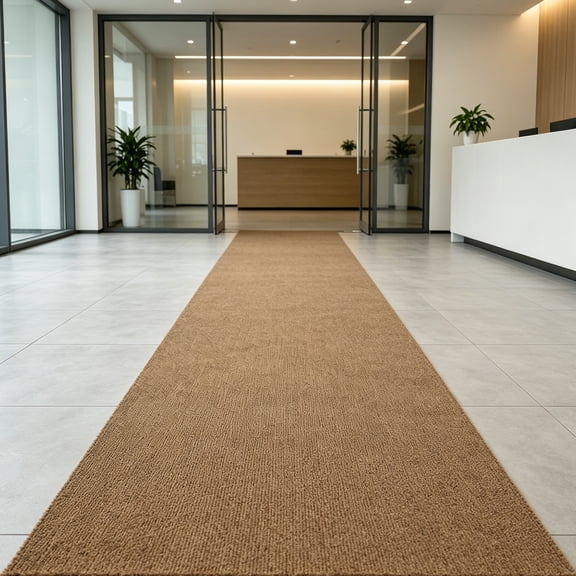 WANLISEL 3 x 16.4 ft Commercial Rug, Non Slip Runner Rug with Rubber Backing, Indoor Outdoor Commercial Carpet for Entryway, Patio, Home, Brown