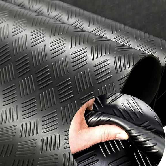 WANLISELL 16.4 x 3.3 ft Heavy Duty Garage Floor Mat Rolls, Non-Slip Rubber Floor Mats Roll for Indoor Outdoor Garage Factory, Black