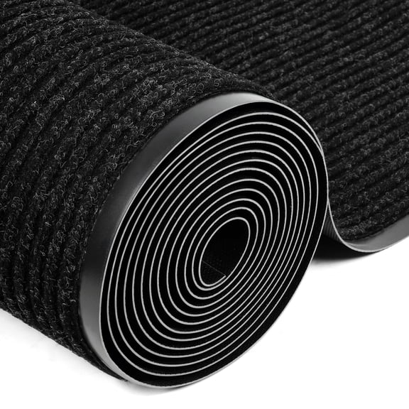 WANLISELL 16.4 x 4 ft Commercial Rug, Heavy Duty Non-Slip Runner Rugs, Utility Carpet Area Rugs for Office, Entrance, Garage, Indoor Outdoor Floor Mat, Black