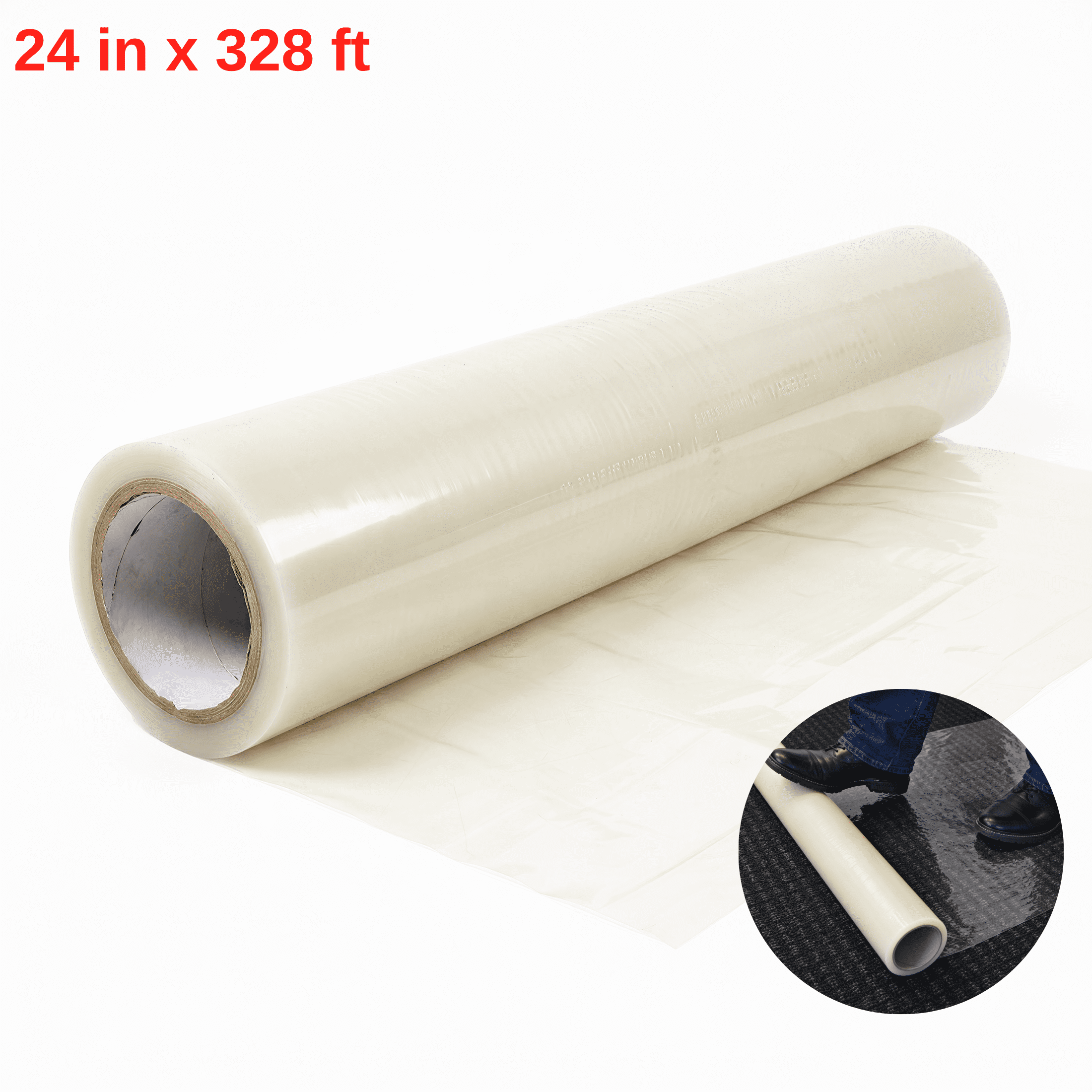 WANLISELL 24" x 328' Carpet Protection Film Roll, Clear Plastic Carpet Shield Protective Carpet film, Self-Adhesive & Easy to Remove