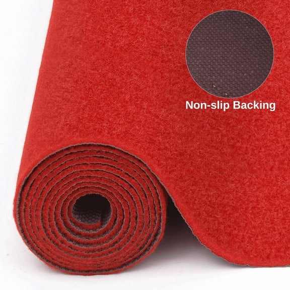 WANLISELL 3.3 x 10 ft Red Carpet Runner, Extra Thick Red Runner Rug with Rubber Backing, Non Slip Aisle Rug for Wedding, Parties
