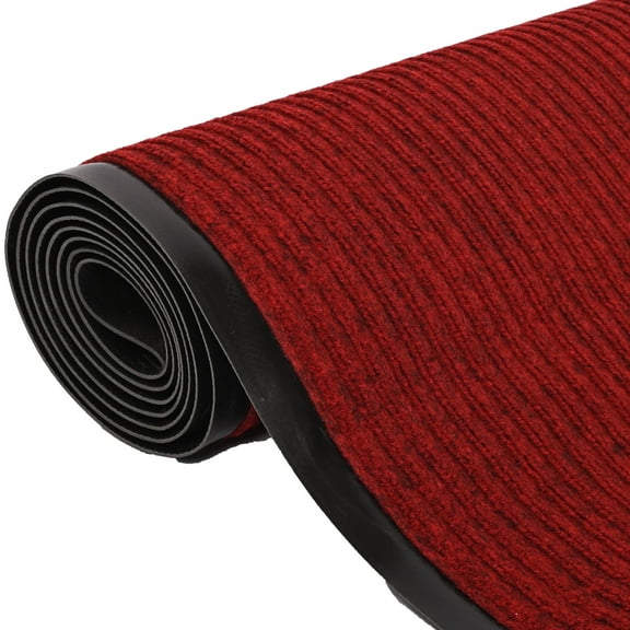WANLISELL 3 x 10 ft Commercial Carpet, Non-Slip Striped Brush Step Entrance Mat, Indoor Outdoor Hallway Runner Rug, Dark Red