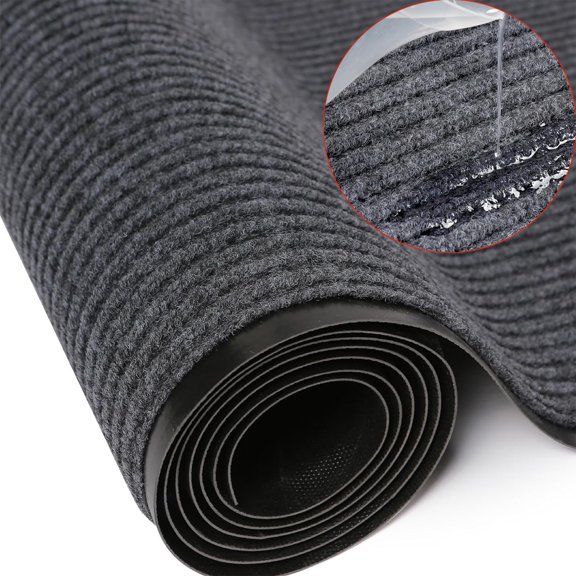 WANLISELL 3 x 10 ft Commercial Rug, Heavy Duty Non-Slip Runner Rug, Indoor Outdoor Entrance Mat for High Traffic Areas, Gray