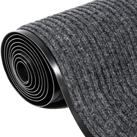 WANLISELL 3 x 10 ft Commercial Rug Entrance Mat, Non-Slip Runner Rug with Rubber Backing, Indoor Outdoor Carpet Runner for High Traffic Areas, Grey