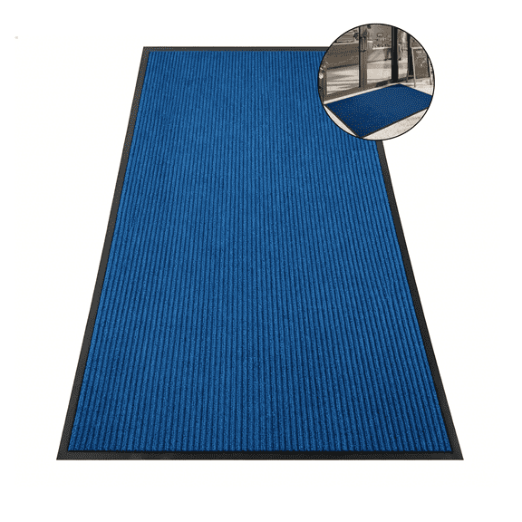 WANLISELL 3' x 5' Entrance Doormat, Large Outdoor Mat with Rubber Backing, Heavy Duty Entry Rug for Home & Commercial, Blue