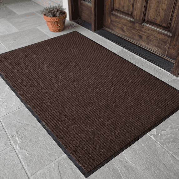 WANLISELL 3' x 5' Outdoor Mats, Non-Slip Large Doormat, Heavy Duty Entry Rug for Home & Commercial, Brown