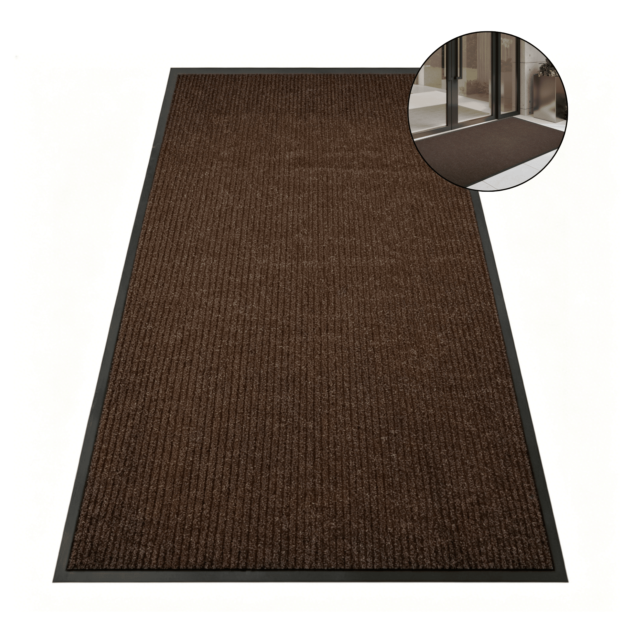 WANLISELL Indoor Outdoor Mat, 3' x 5' Large Entry Rug Non-Slip Low Profile Doormat, Heavy Duty Entrance Mats for Home & Commercial, Brown
