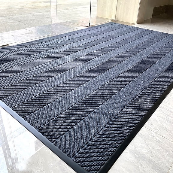 WANLISELL 3ft x 6ft Commercial Front Door Mat, Non Slip Entrance Doormat Indoor Outdoor, Commercial Mat for Home Office Hotel, Gray