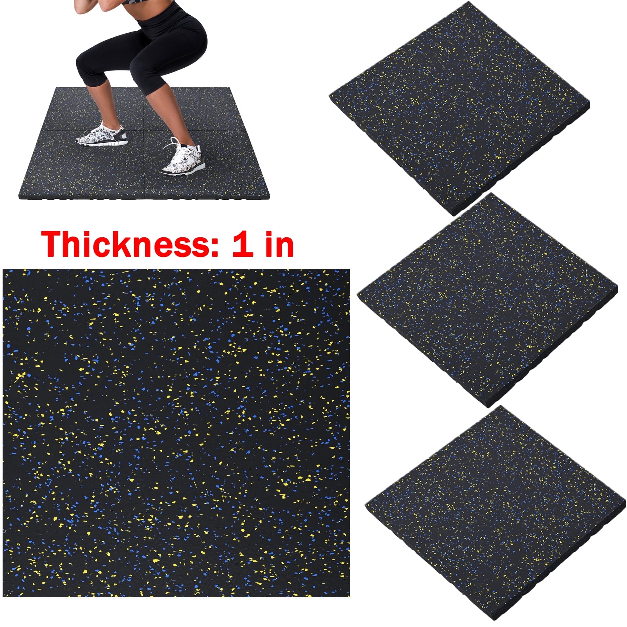 WANLISELL Rubber Gym Flooring Mats, 20'' x 20'' x 1'' Rubber