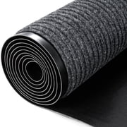 WANLISELL 4 x 10 ft Commercial Rug, Non-Slip Utility Rug with Rubber Backing, Heavy Duty Large Entrance Doormat for Indoor Outdoor High Traffic Areas, Gray
