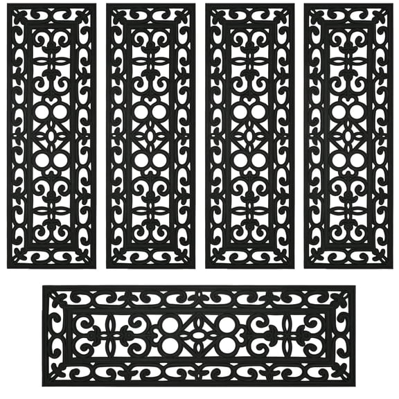 WANLISELL 5 pack Rubber Stair Treads, 10'' x 30'' Non-Slip Rubber Step Mats Stair Treads Mat for Indoor Outdoor Stairs, Black
