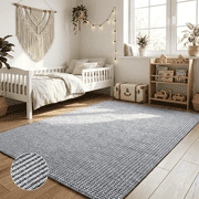 WANLISELL 5' x 7' Area Rug for Living Room, Modern Soft Carpet Washable Rugs, Indoor Low-Pile Rug for Dining Room Bedroom Kitchen Office, Gray & White