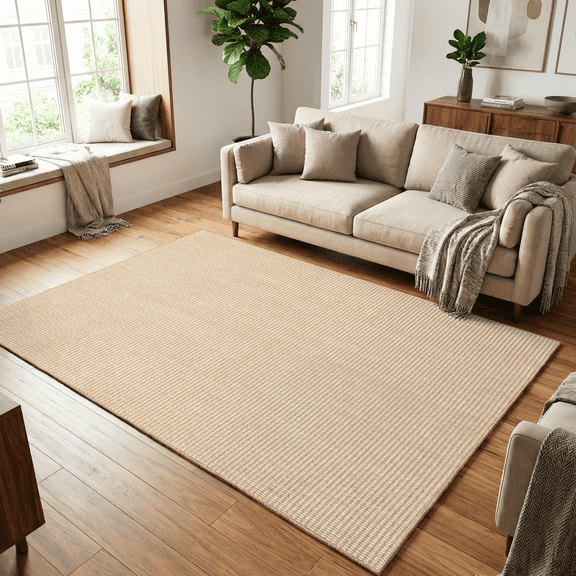 WANLISELL 5' x 7' Area Rugs, Modern Stain Resistant Washable Rug, Neutral Low Pile Accent Indoor Carpet for Bedroom, Dining Room, Office, Home Decor, Brown & White