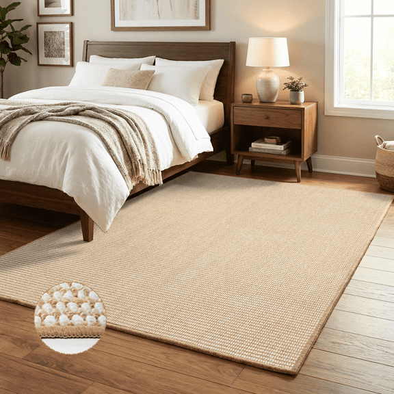 WANLISELL 5' x 7' Indoor Area Rugs, Modern Machine Washable Rug, Neutral Low Pile Accent Carpet for Living Room Bedroom Dining Room Office, Brown & White