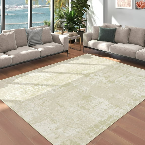 WANLISELL 5 x 7ft Area Rugs, Non-Slip Modern Washable Rug, Abstract Soft for Living Room Entryway Bedroom Nursery, Beige