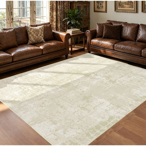 WANLISELL 5' x 7' Area Rug for Living Room, Machine Washable Rug Non-Slip Soft Abstract Rug for Dining Table Home Office Decor, Beige