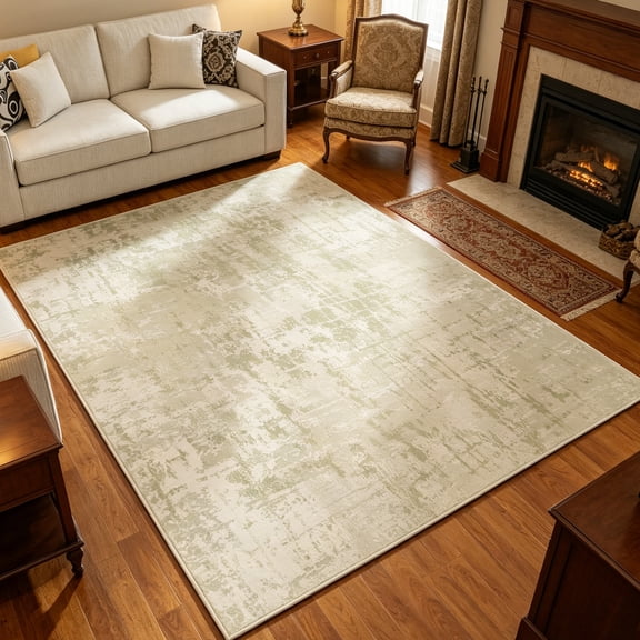 WANLISELL 5' x 7' Area Rug for Living Room, Machine Washable Rug Non-Slip Soft Abstract Rug for Dining Table Home Office Decor, Beige