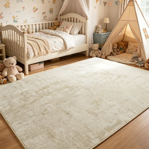 WANLISELL 5'x7' Area Rug for Living Room - Machine Washable Rug Non-Slip Soft Abstract Rug for Dining Table Home Office Decor, Beige