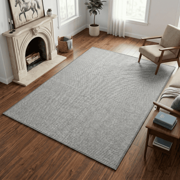 WANLISELL 6' x 9' Large Area Rugs for Living Room, Neutral Modern Washable Rug Bedroom Carpet for Home Decor, Gray & White