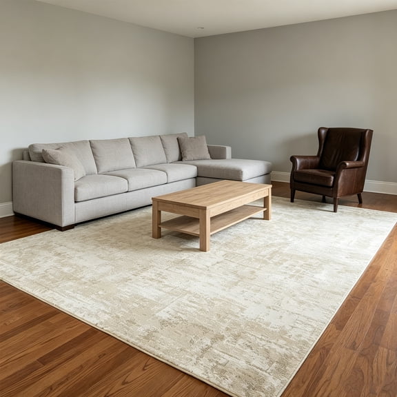 WANLISELL 6' x 9' Area Rug for Living Room, Non-Slip Machine Washable Rug, Soft Abstract Rug for Home Office Decor, Beige