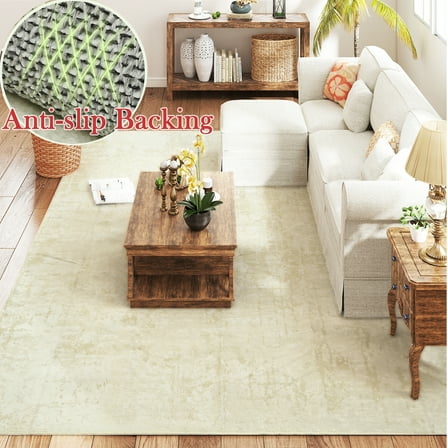 WANLISELL 8'x10' Area Rugs for Living Room Large Soft Abstract Indoor Area Rug Machine Washable Non-slip Contemporary Rugs, Beige