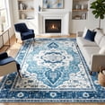 thumbnail image 1 of WANLISELL 8'x10' Washable Area Rugs, Large Living Room Bedroom Rug, Soft Boho Vintage Carpets for Dining Room Home Office Indoor Floor, Non-Slip & Low-Pile, Blue, 1 of 15