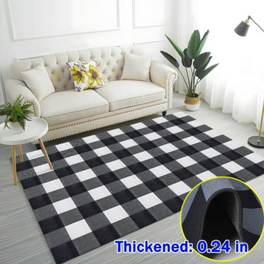 Black White Print Zebra Pattern Area Rug Large Carpet Rug for Living