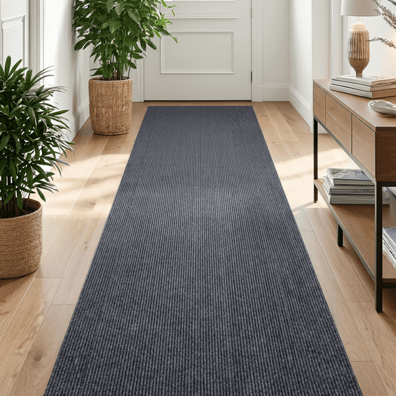 WANLISELL Commercial Carpet, 4' x 10' Runner Rug with Non-Slip Backing, Heavy Duty Utility Rugs for Office Hallway Kitchen Garage Living Room, Gray