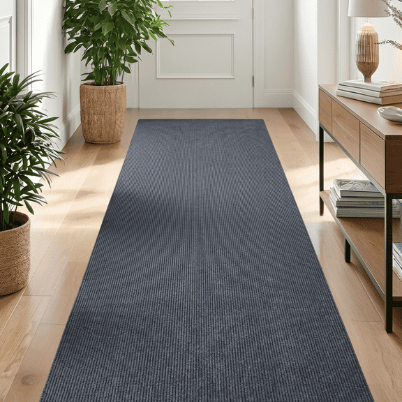 WANLISELL Commercial Carpet, 4' x 10' Runner Rug with Non-Slip Backing, Heavy Duty Utility Rugs for Office Hallway Kitchen Garage Living Room, Gray