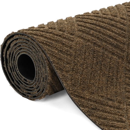 WANLISELL 3 x 10ft Commercial Carpet, Non-Slip Brush Step Entrance Stripe Mat, Indoor Outdoor Hallway Runner Rug, Brown