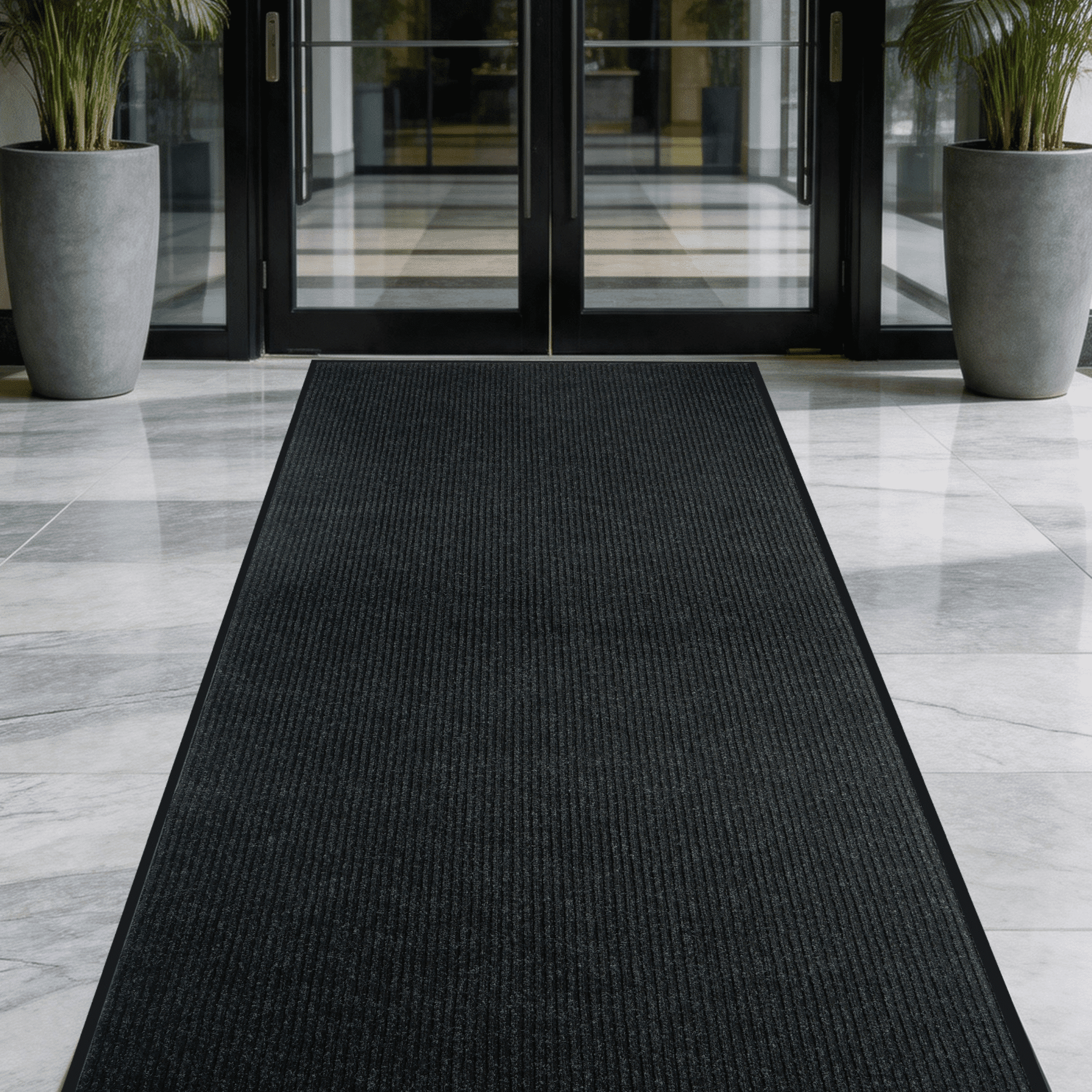 WANLISELL Commercial Carpet Runner, 3' x 10' Commercial Rugs with Rubber Backing, Heavy Duty Large Floor Mat for Entrance Hallway Kitchen Indoor Outdoor, Black