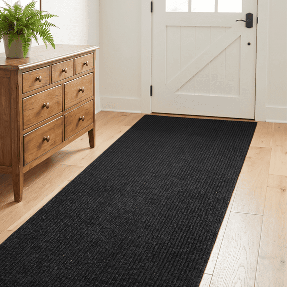 WANLISELL Commercial Carpet Runner, 4' x 10' Runner Rugs with Non-Slip Backing, Commercial Rug for Indoor & Outdoor, Black