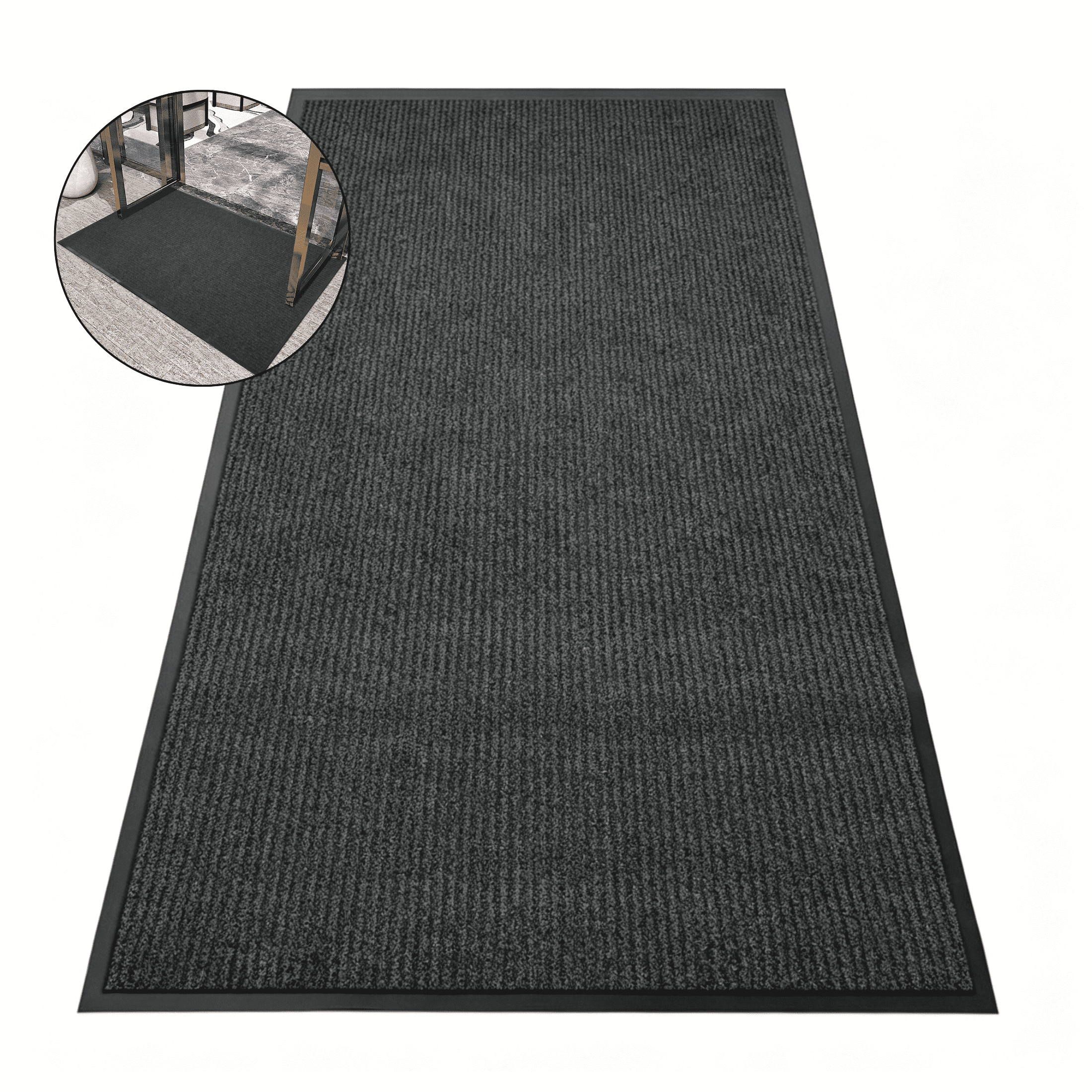WANLISELL 3' x 5' Outdoor Mat, Non-Slip Water-Absorbent Large Doormat, Heavy Duty Entrance Mat for Home & Commercial Rug, Gray