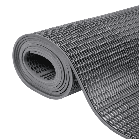 WANLISELL Drainage Outdoor Mat, 3' x 10' Non-Slip Commercial PVC Pool Mat for Bathroom, Garden, Kitchen, Balcony, Garage Wet Areas, Gray