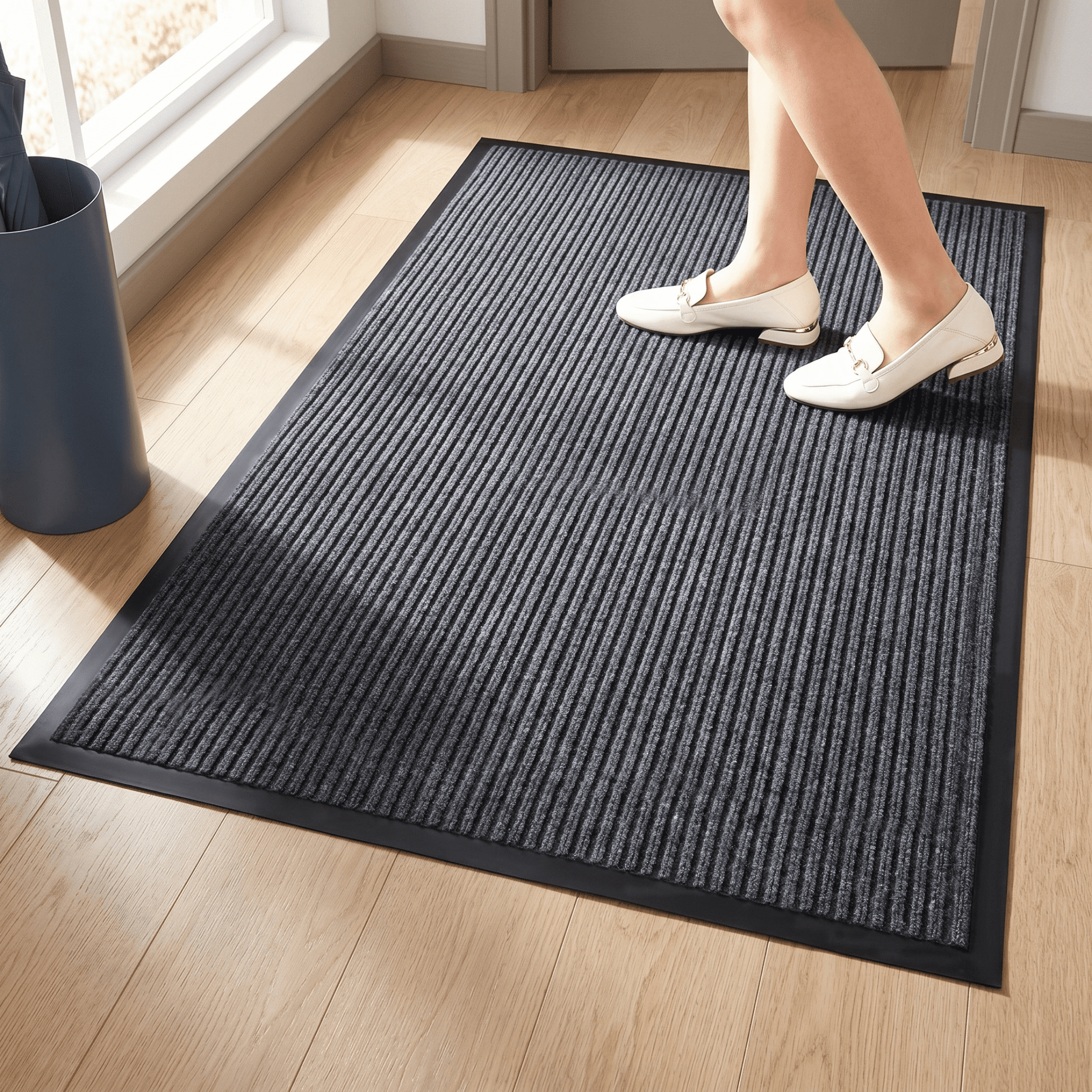 WANLISELL Outdoor Mats, 32" x 48" Front Door Mat Entry Rug with Non-Slip Backing, Water Absorbent Low Profile Entrance Mat, Indoor Outdoor Floor Mat, Gray