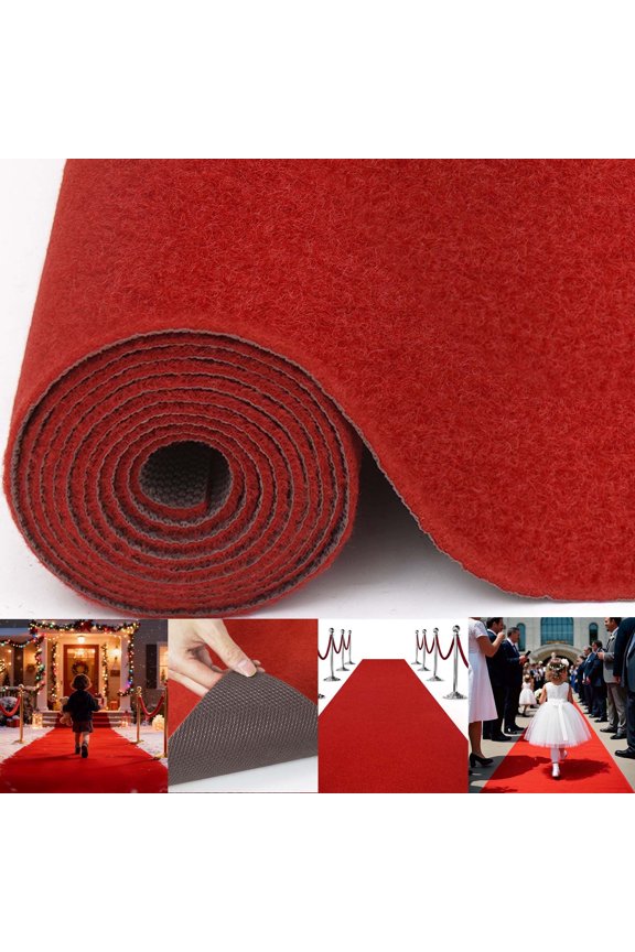 3.3 x 10 ft Red Carpet Runner, Extra Thick Red Runway Rug Rubber Backed, Anti-Slip Aisle Rug for Wedding