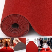 WANLISELL 3.3 x 10 ft Red Carpet Runner, Extra Thick Red Runway Rug Rubber Backed, Anti-Slip Aisle Rug for Wedding