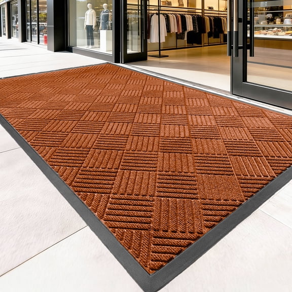 WANLISELL 3 x 5 ft Anti-Slip Carpet Door Mat, Entrance Floor Doormat, Entry Carpet Indoor Outdoor Entryway Rug, Brown